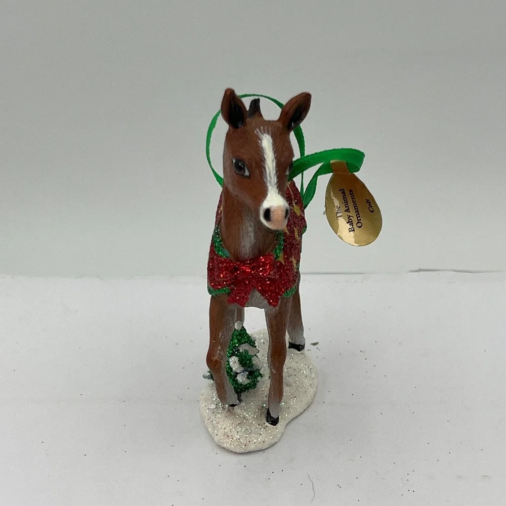 Danbury Mint Horse Baby Animal Ornaments Colt Brown Blanket Figurine Holiday